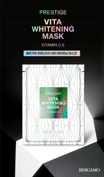 Prestige Vita Whitening Facial Mask by BERGAMO - Pack of 10 High-Quality Korean Skincare Beauty Product