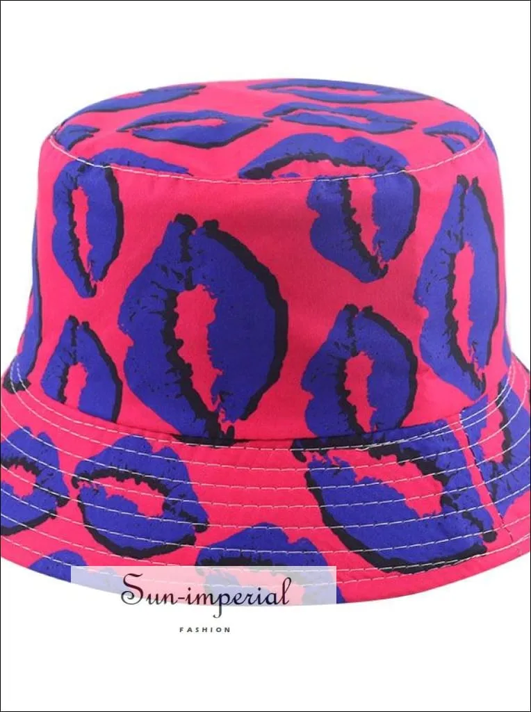 Black with Flame Print Reversible Black White Cow Pattern Women Bucket Hat