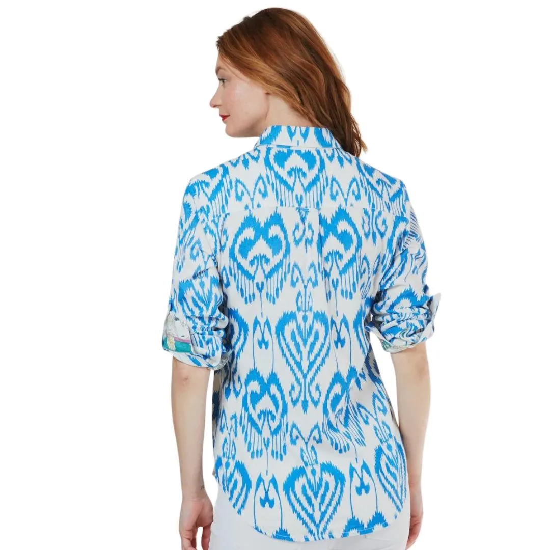 Blue Ikat Popover Shirt