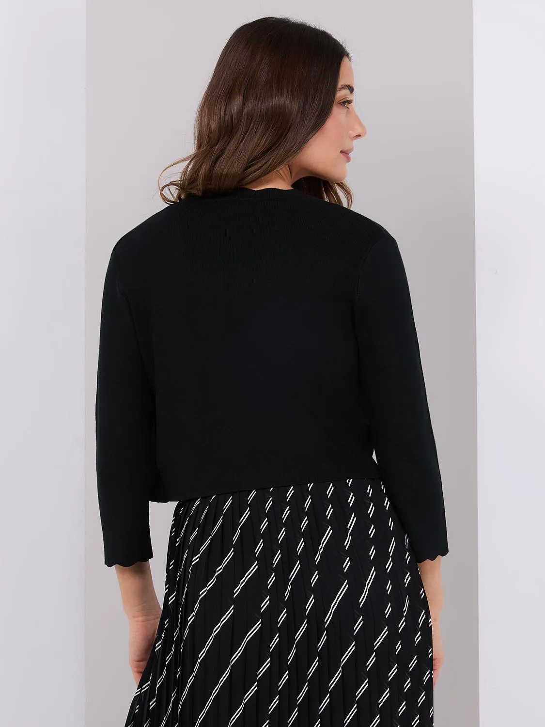 Bolero Cardigan With Scallop Details