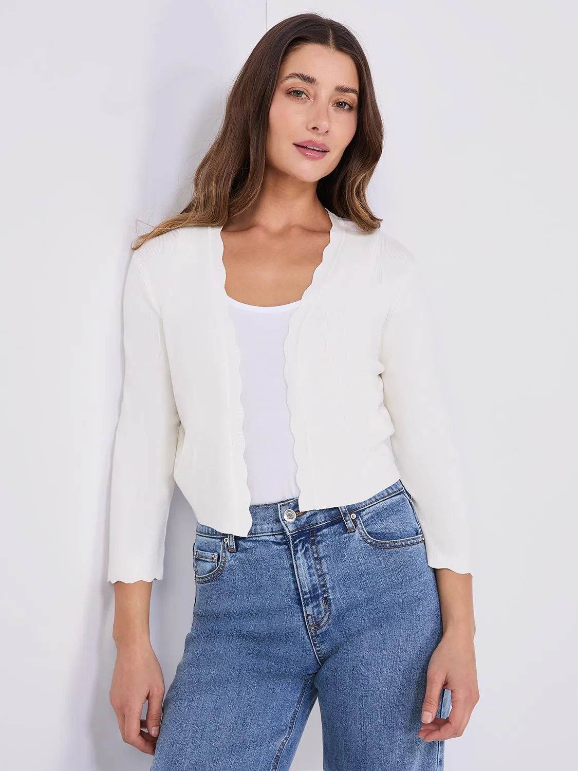 Bolero Cardigan With Scallop Details