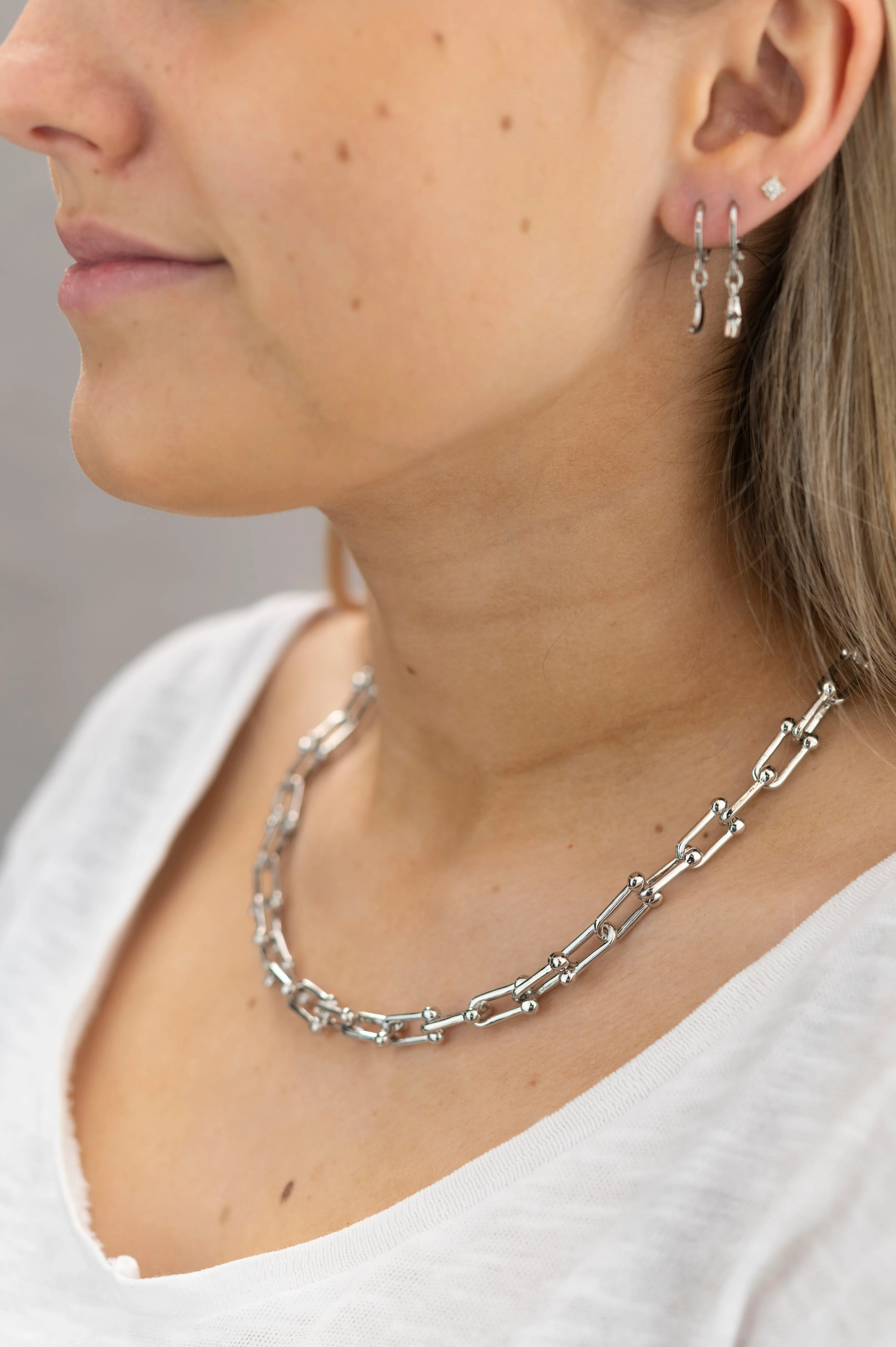 Bolted Rhodium Chain Necklace