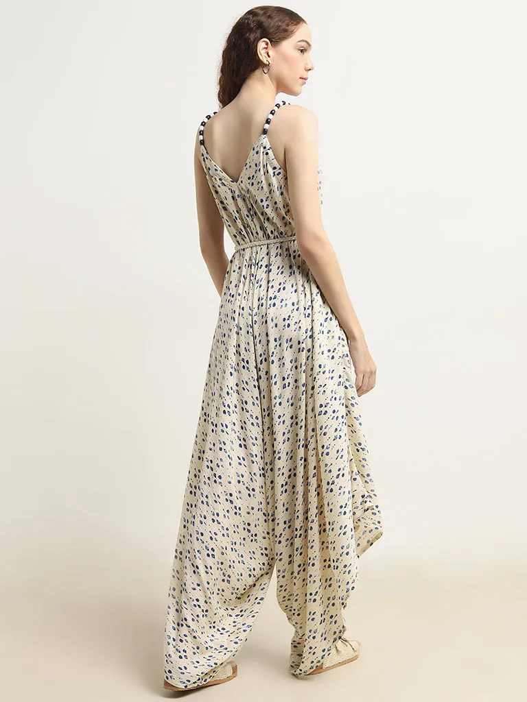 Bombay Paisley Ivory Printed Patiala-Style Jumpsuit