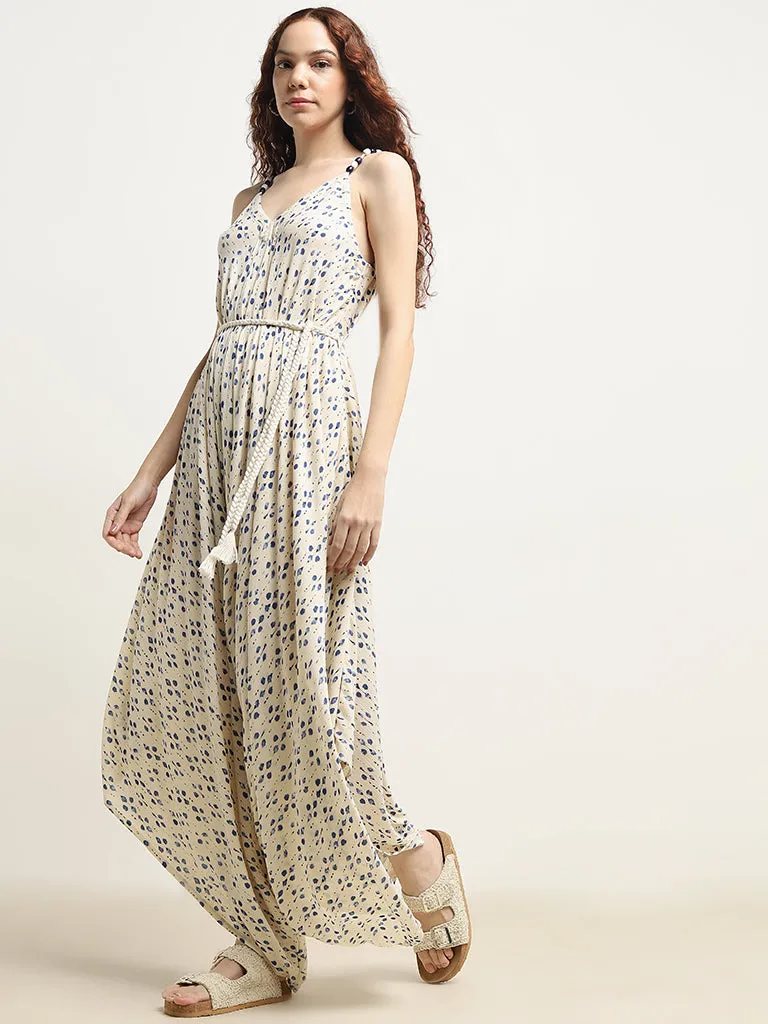 Bombay Paisley Ivory Printed Patiala-Style Jumpsuit