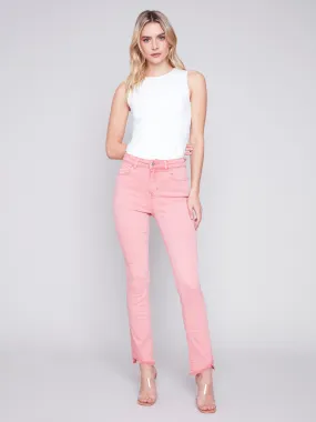 Bootcut Twill Pants with Asymmetrical Hem - Tulip