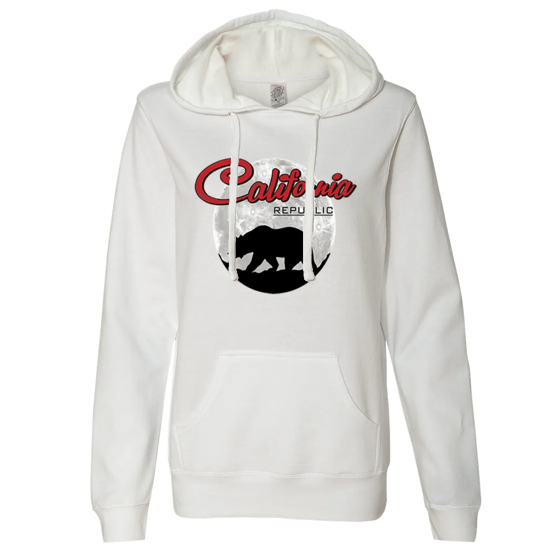 California Republic Full Moon Bear Ladies Lightweight Fitted Hoodie