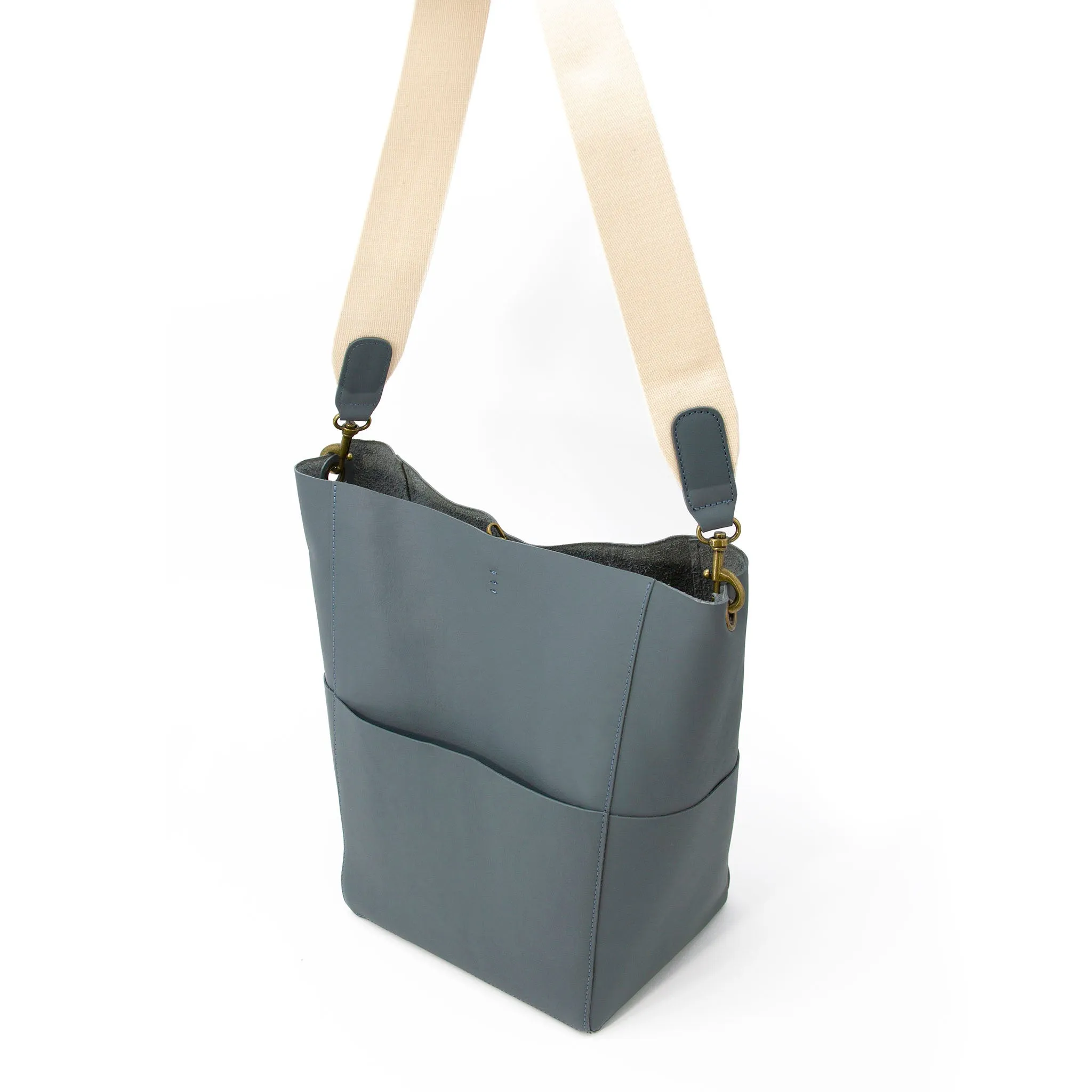 canvas strap Large capacity tote leather bag-i7bags