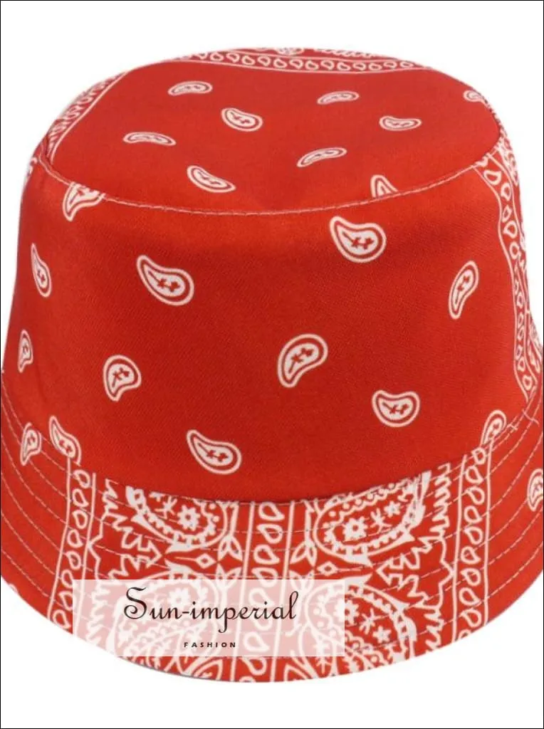 Cherry Print Reversible Black White Cow Pattern Women Bucket Hat