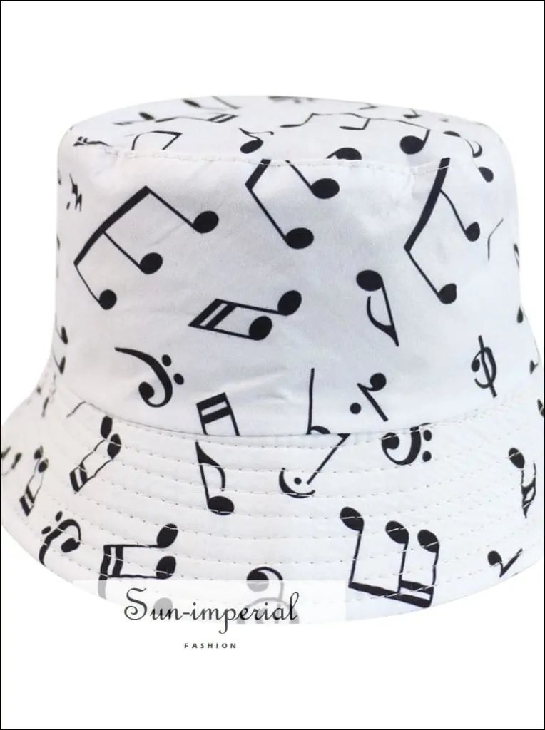 Cherry Print Reversible Black White Cow Pattern Women Bucket Hat