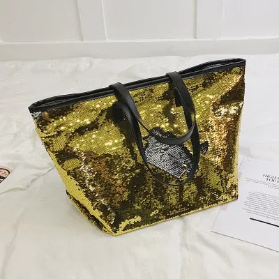 Colorful Sequin Beach Handbag Simple Shoulder bag Hot Sale Crystal Tote Female High capacity Shopping Bag Women Bags Designer