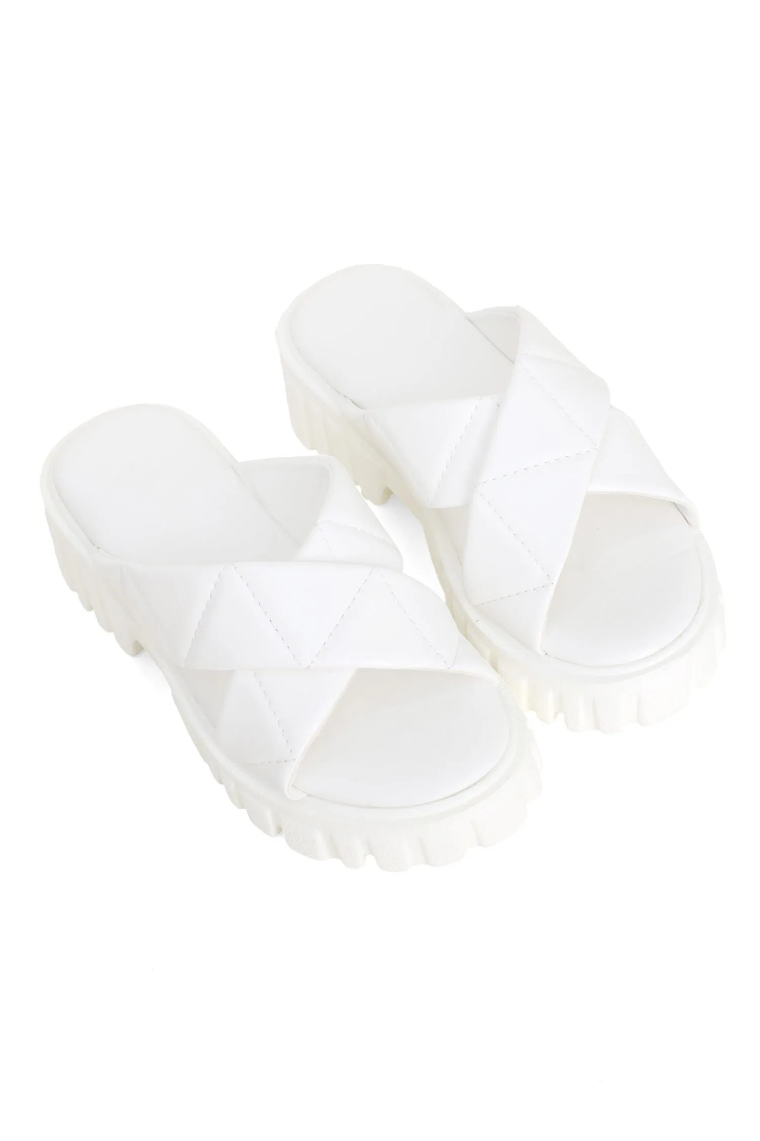 COMFORT CHIC SLIDES-WHITE