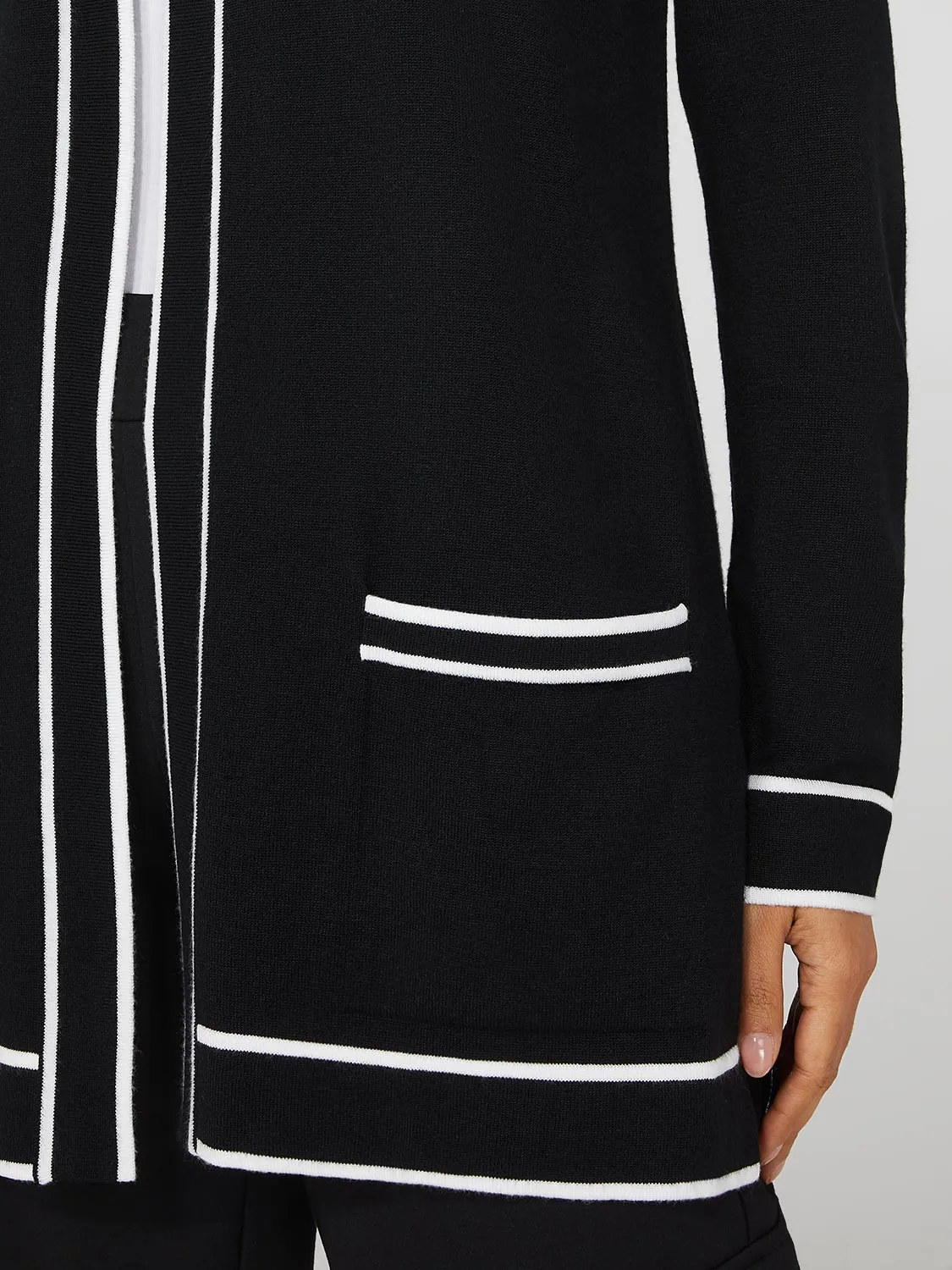 Contrast Tipping Open Cardigan