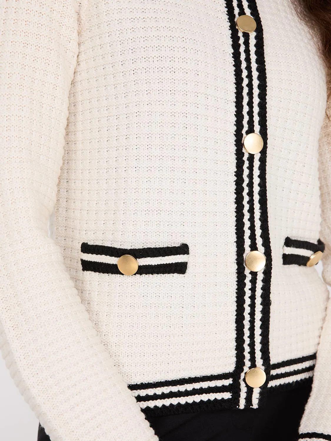 Contrast Tipping Ribbed Cardigan