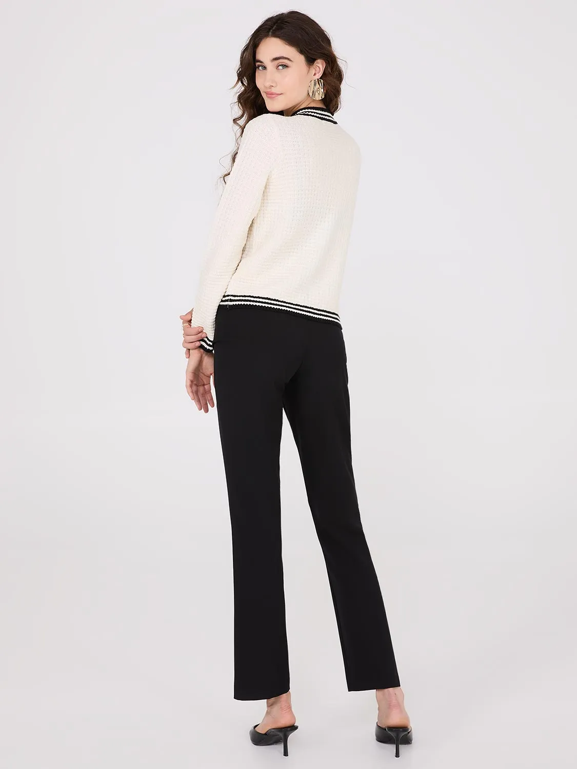 Contrast Tipping Ribbed Cardigan