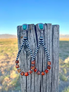 Coral Turquoise Drop Earrings