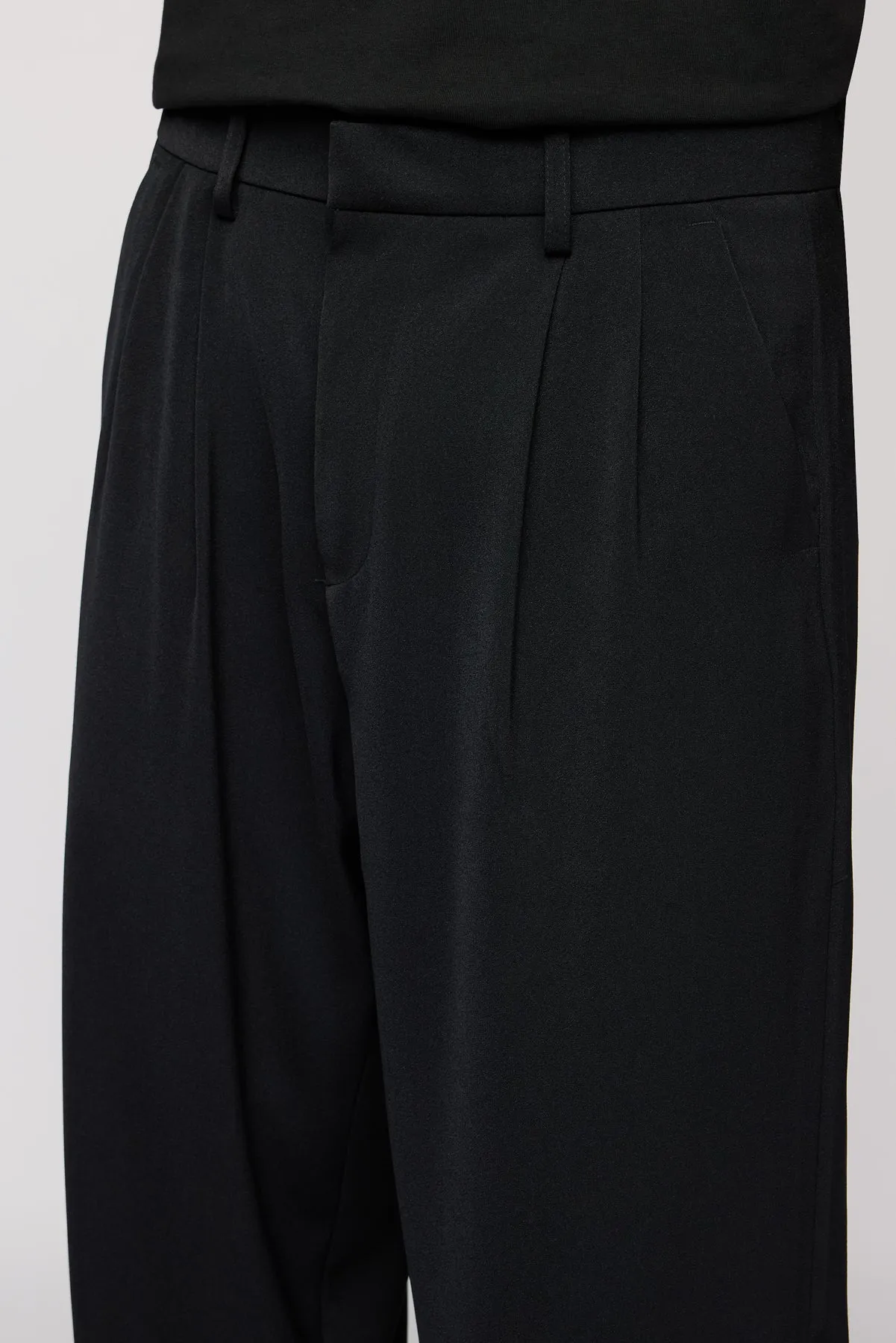 Cosmic Black Men's Pleated Korean Pants