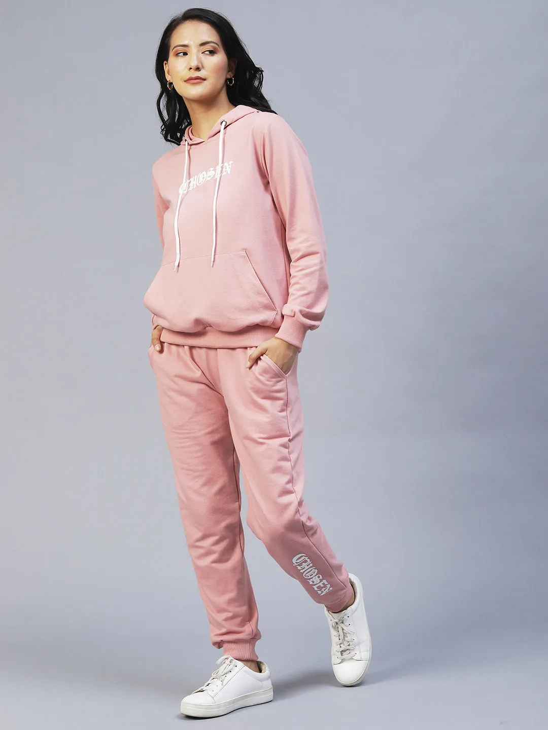 Cotton Terry Printed Hooded Tracksuit