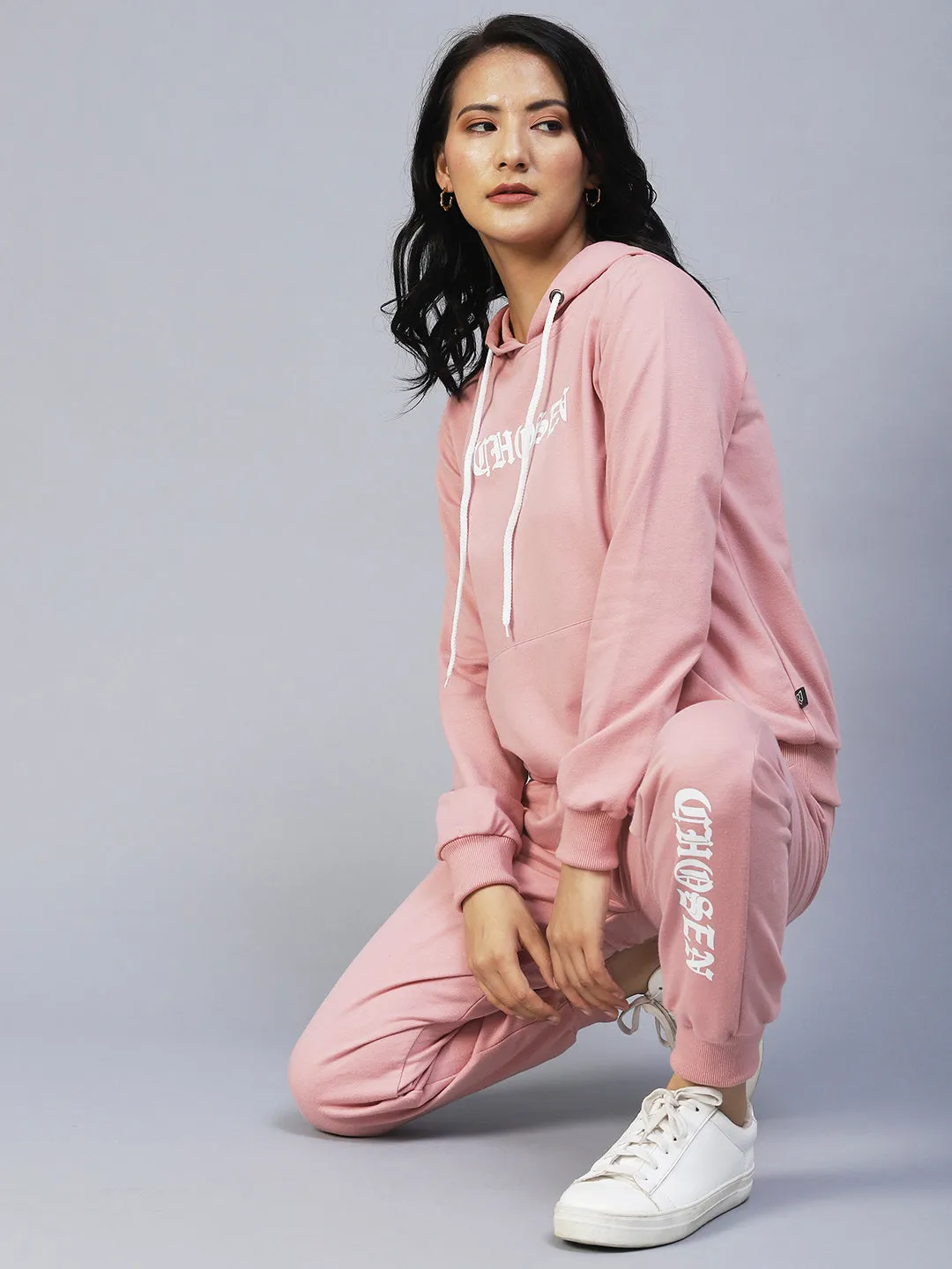 Cotton Terry Printed Hooded Tracksuit