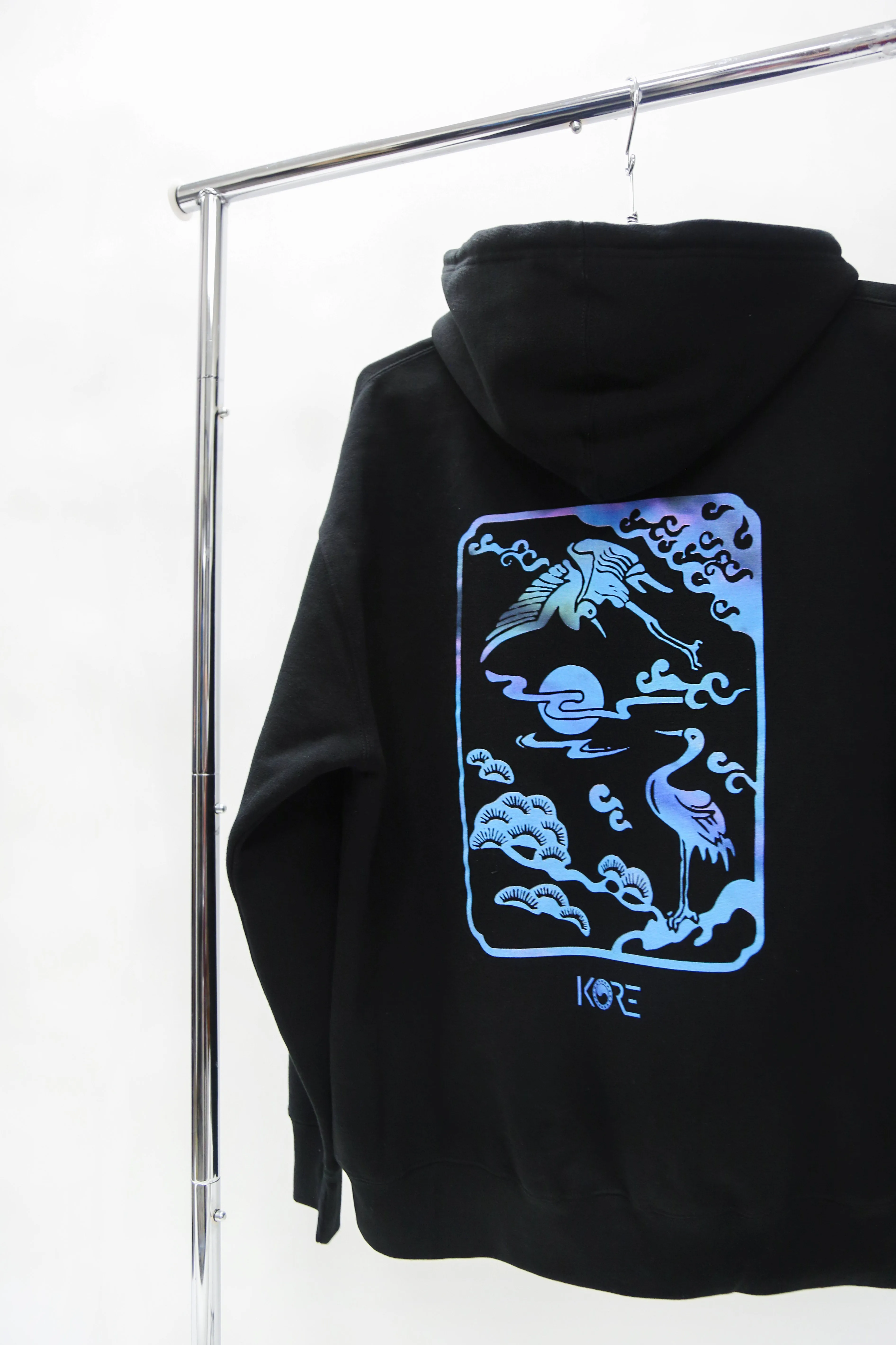 CRANE OF PEARL ZIP UP HOODIE (BLACK)