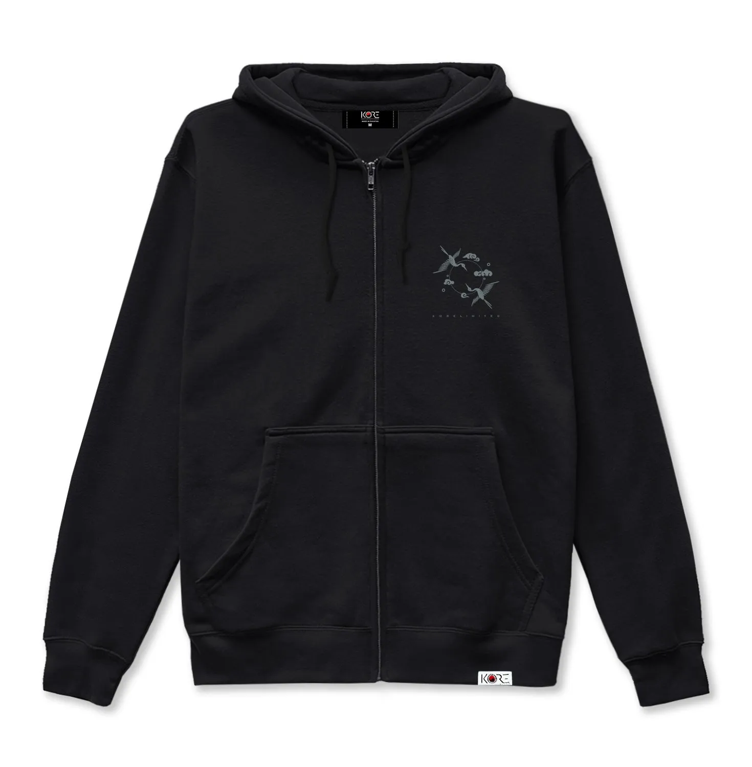 CRANE OF PEARL ZIP UP HOODIE (BLACK)