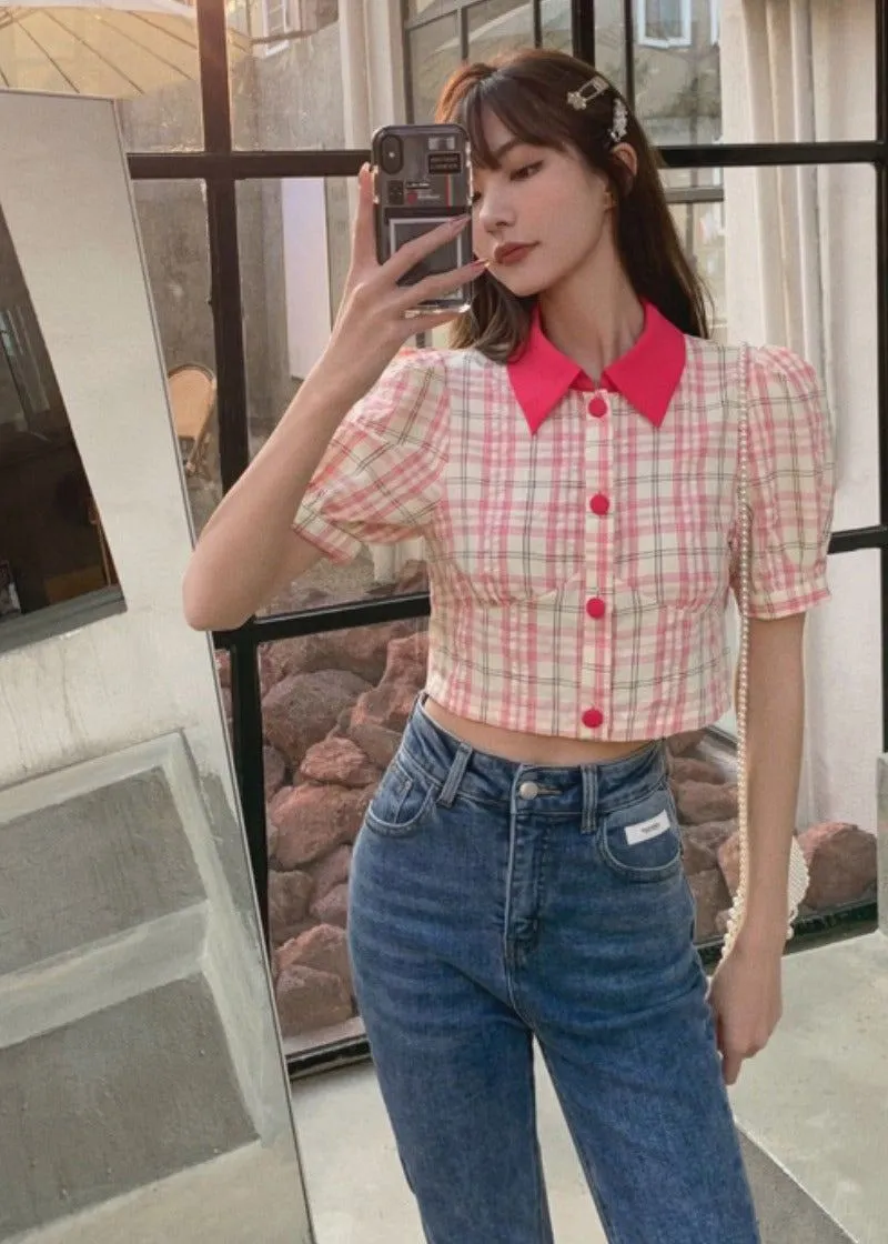 Cropped Diner checkered top