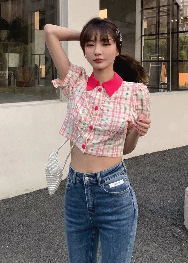 Cropped Diner checkered top