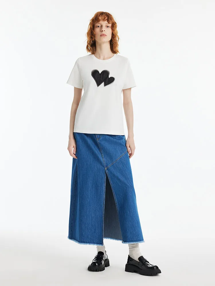 Denim Asymmetrical Slit Women Skirt