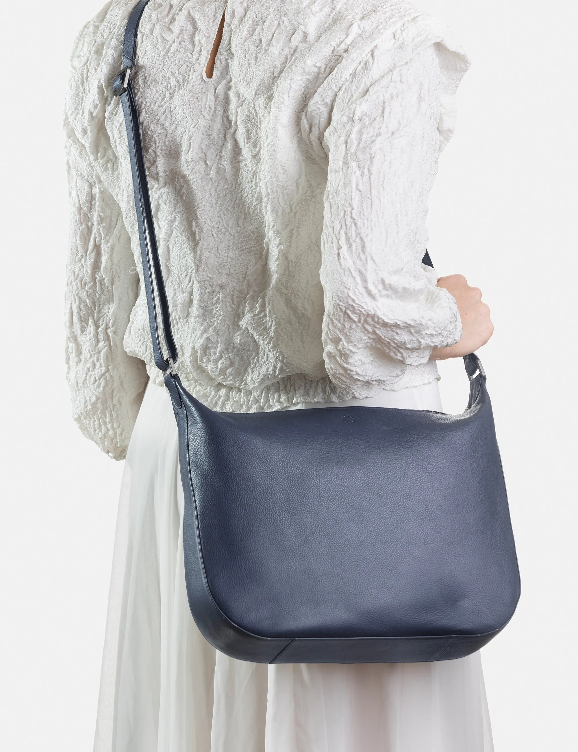 Dolton Navy Leather Hobo Bag