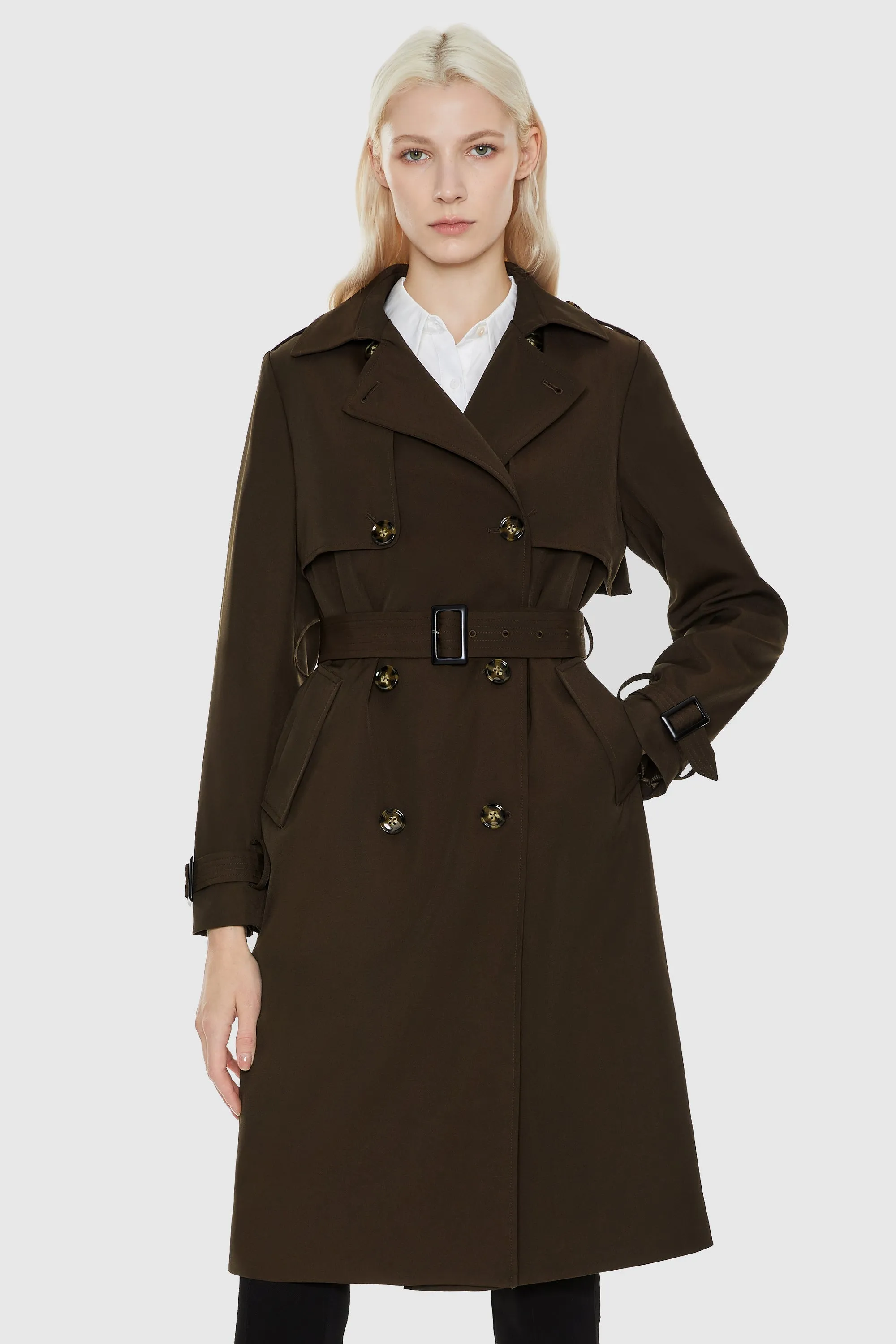 Double-Breasted Classic Lapel Long Trench Coat