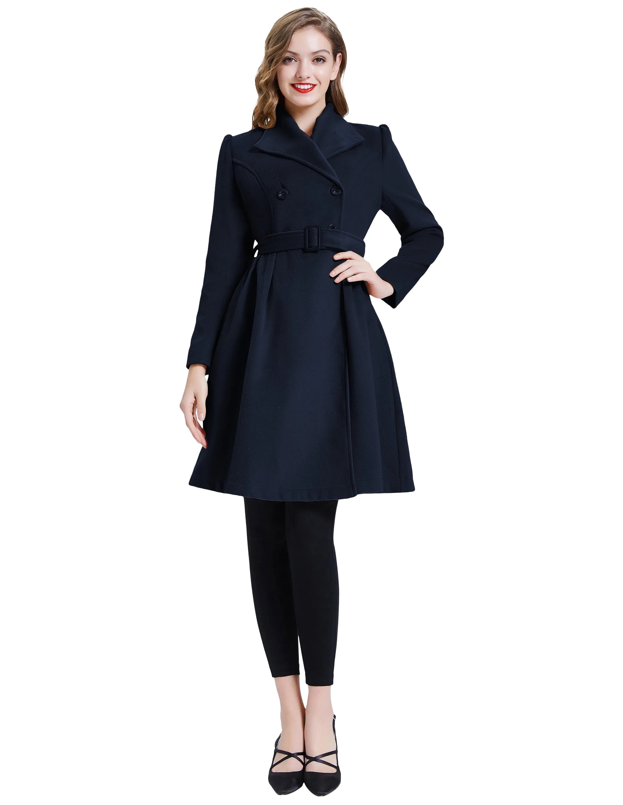 Double Breasted Dress Coats Winter Trench Jacket with Belt