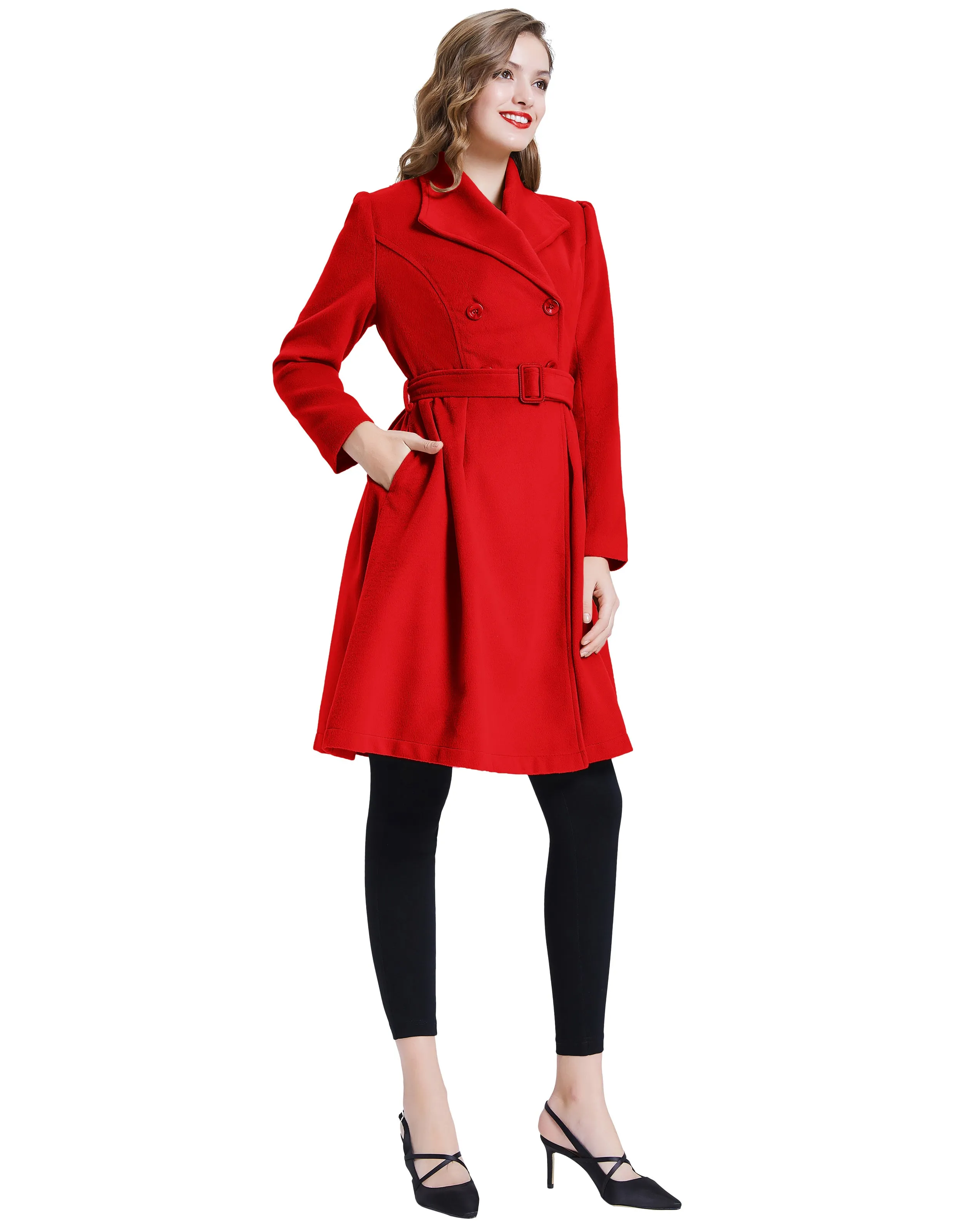 Double Breasted Dress Coats Winter Trench Jacket with Belt