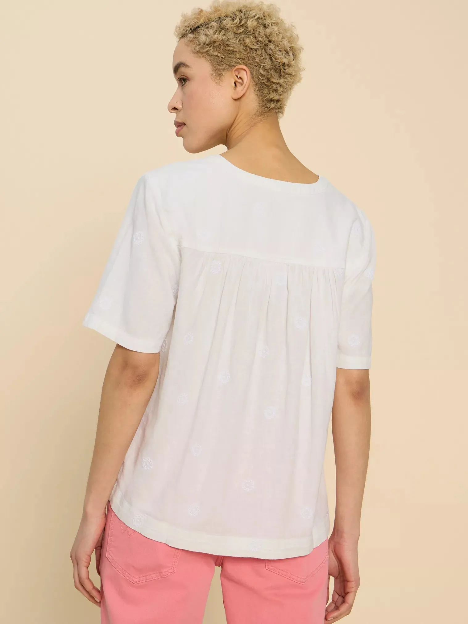 Elodie Linen Blend Top - Natural White