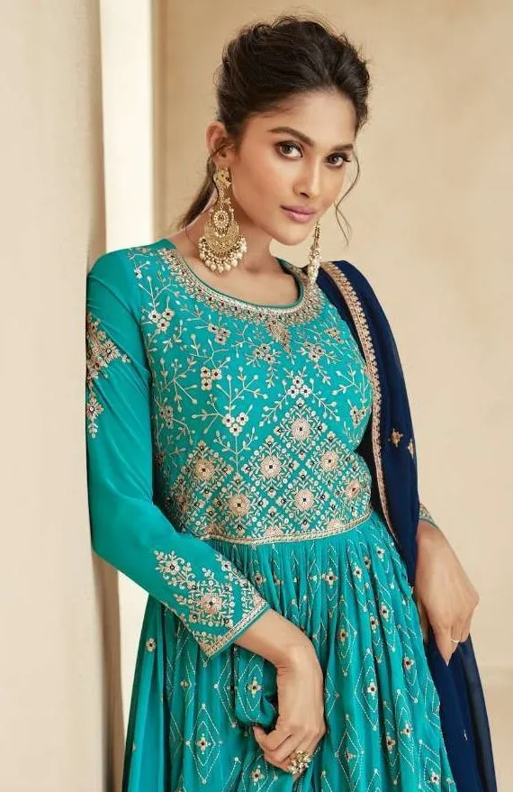 Embroidered Real Georgette Skirt Style Salwar Suits