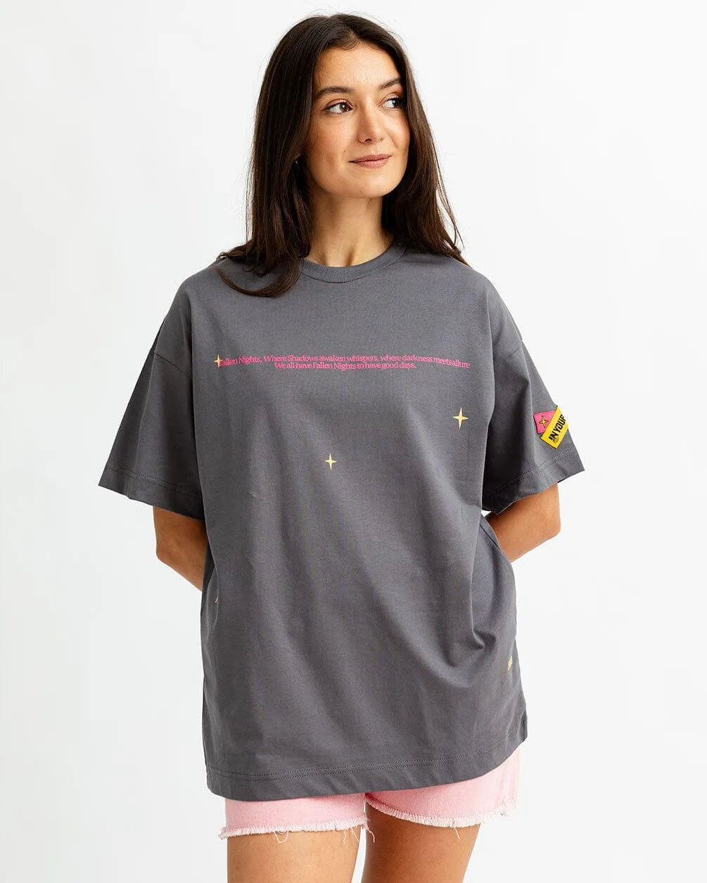 Fallen Nights Printed Oversized Tee