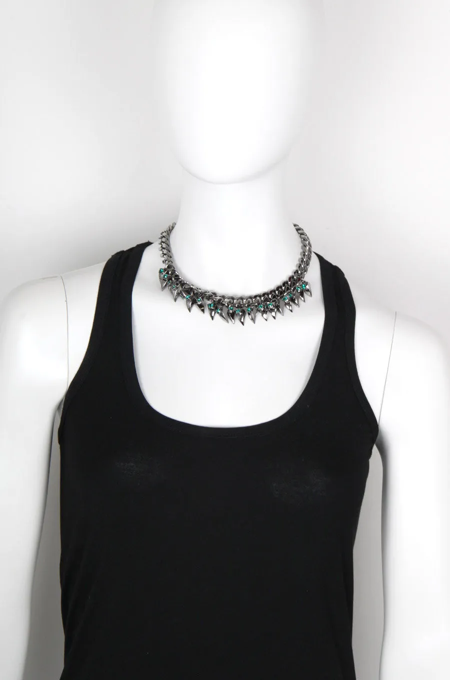 Fang Spike Necklace, Hematite