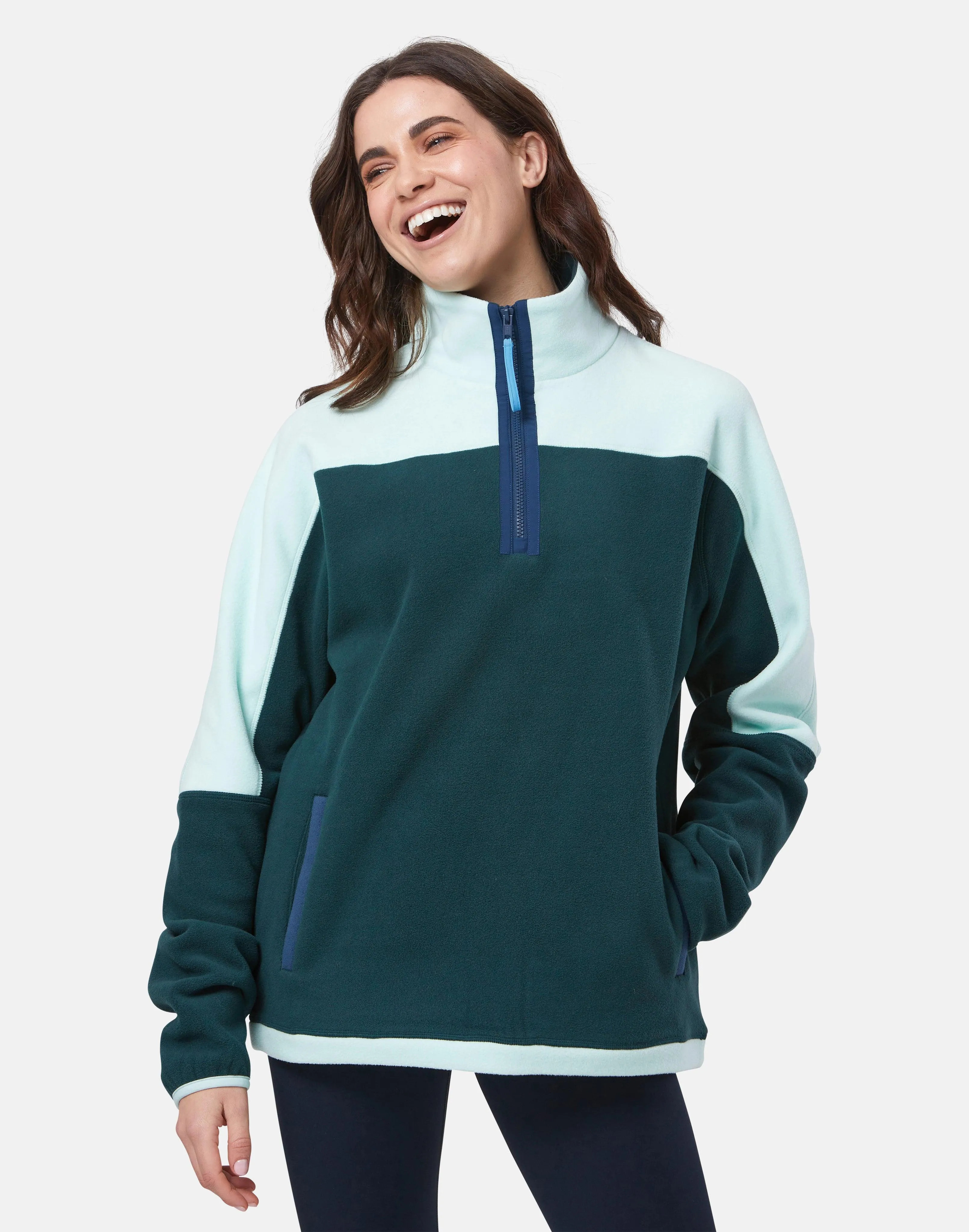 Half Zip Polar Fleece in Sea Green