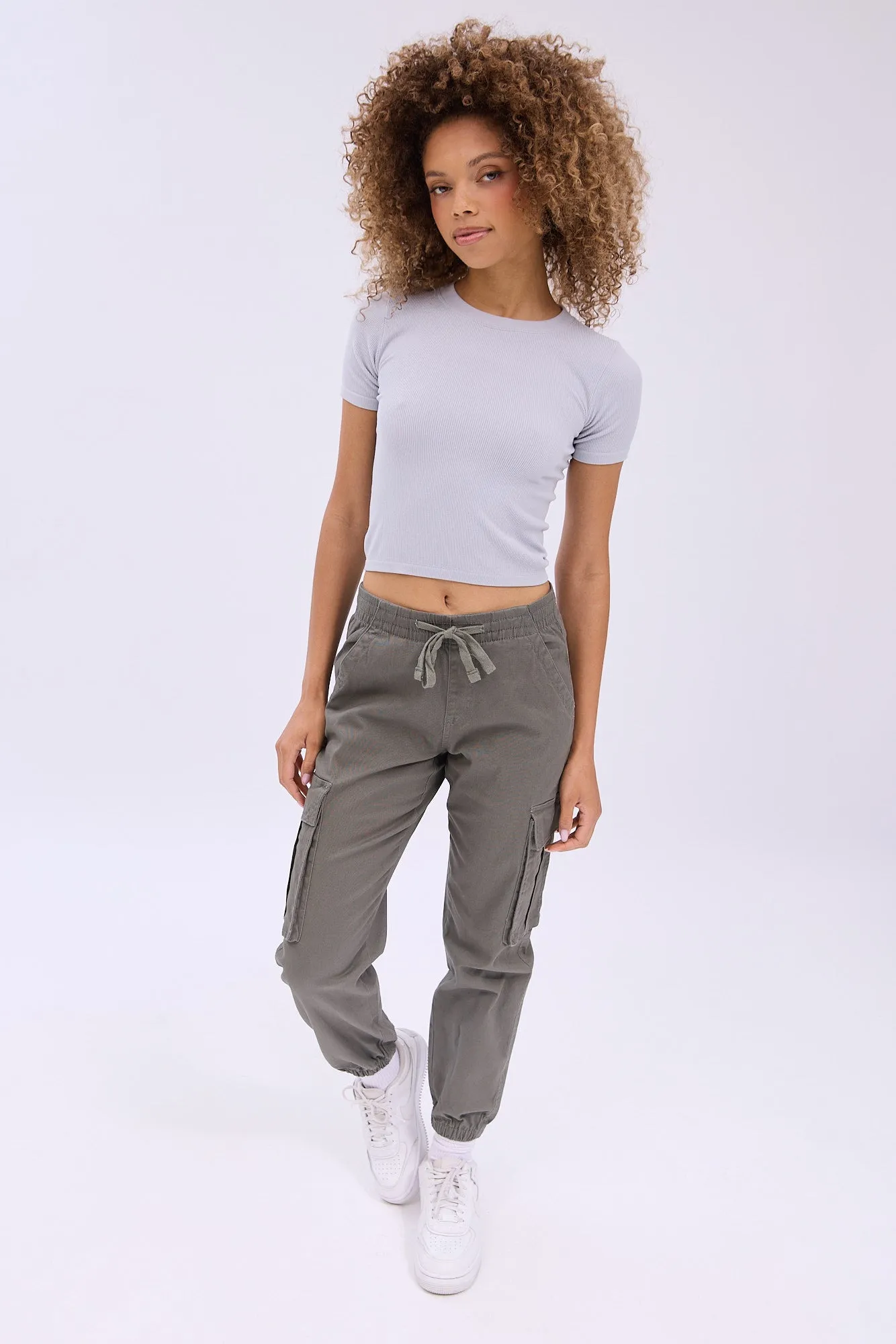 High Rise Twill Cargo Jogger