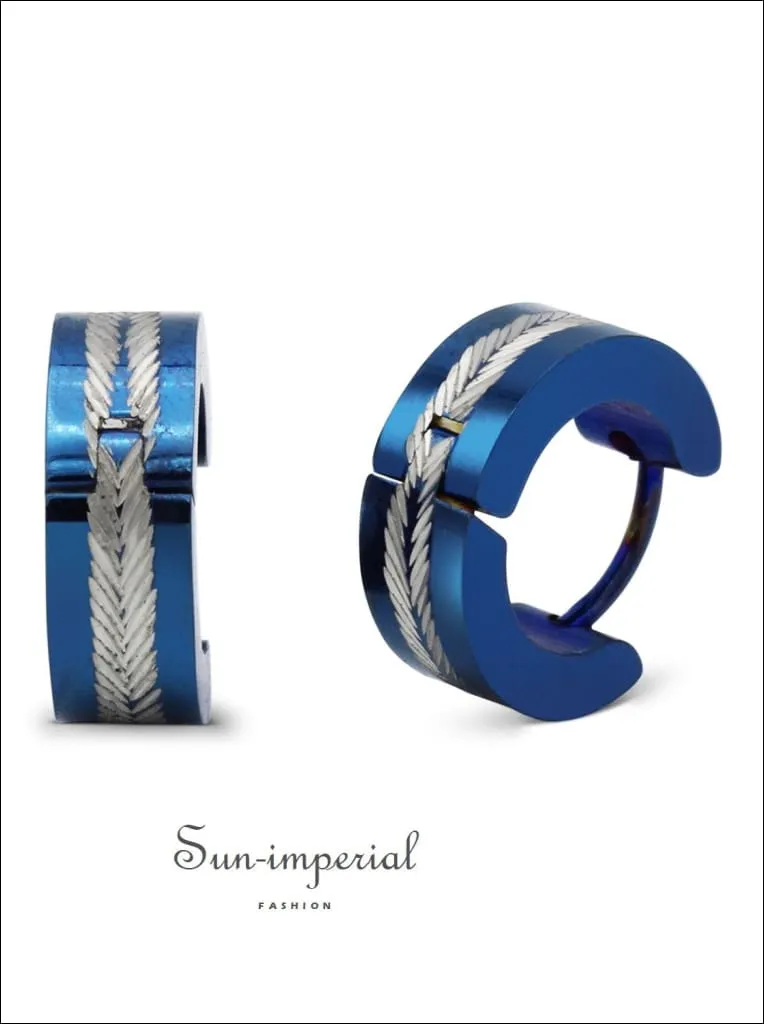 Huggie Hoop Earrings Stainless Steel Blue Designs