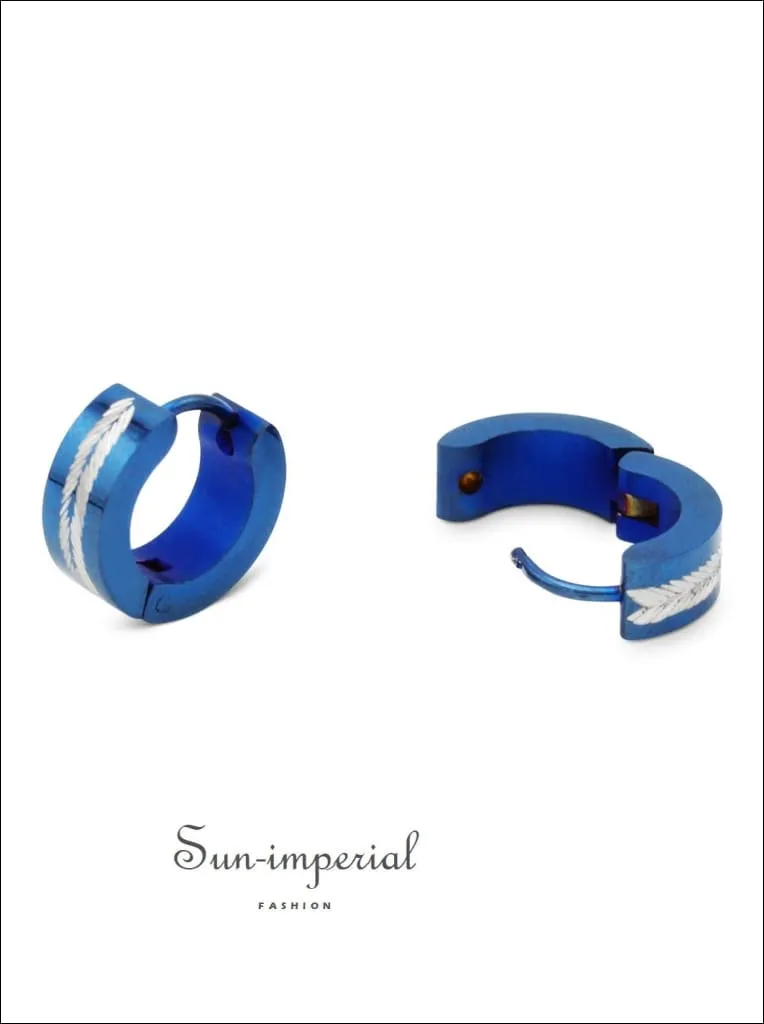 Huggie Hoop Earrings Stainless Steel Blue Designs