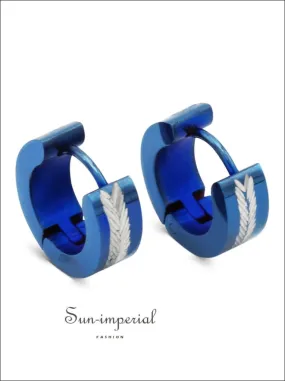 Huggie Hoop Earrings Stainless Steel Blue Designs