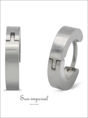 Huggie Hoop Earrings Stainless Steel Plain & Rounded Design