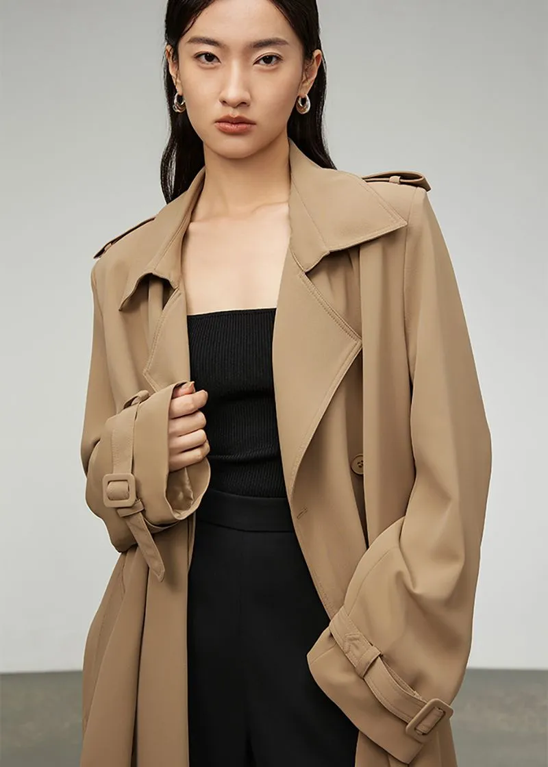 Khaki Double Breasted Trench Coat