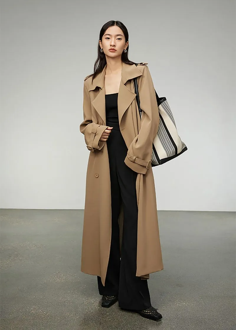 Khaki Double Breasted Trench Coat