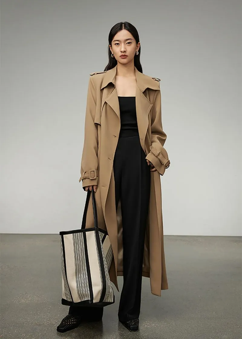 Khaki Double Breasted Trench Coat