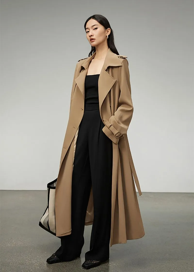 Khaki Double Breasted Trench Coat