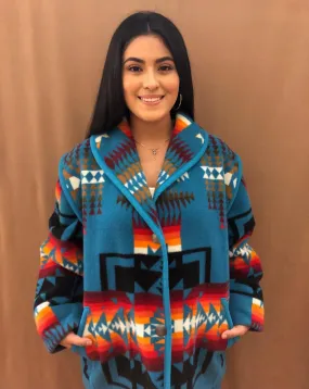 Kraff’s Reversible Wool Car Coat, Chief Joseph Turquoise