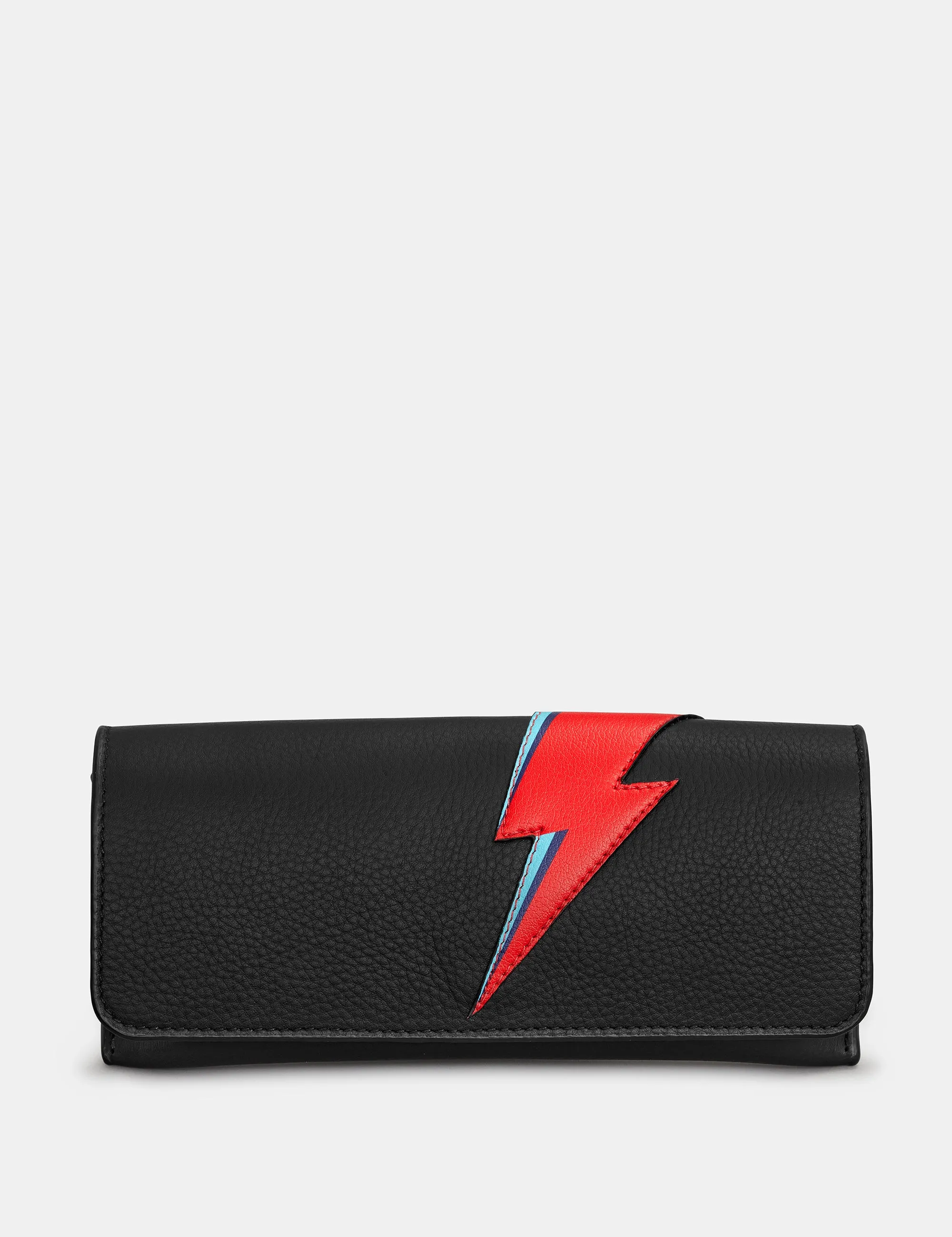 Lightning Bolt Black Leather Glasses Case