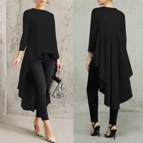 Long Sleeve Asymmetrical Tunic Tops