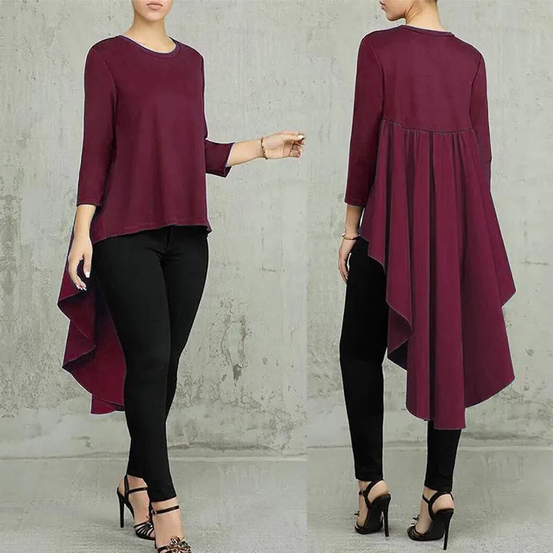 Long Sleeve Asymmetrical Tunic Tops