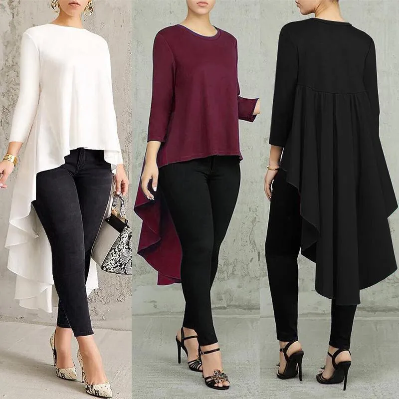 Long Sleeve Asymmetrical Tunic Tops